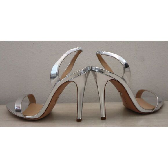 Schutz Women's Sz 11B Prata Silver Metallic Slingback High-High Sandals - Picture 14 of 16